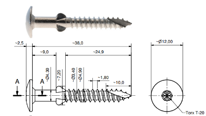 Vis detaljer for SKRUE SCR-WW 4,9X38 A2 BLANK 60118304